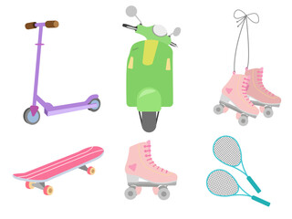 set of vector flat  illustration sports equipment