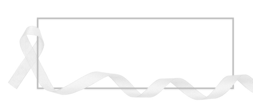 Mental health awareness campaign. Parkinson's disease. November Lung Cancer Awareness month, white ribbon on grey background. - Powered by Adobe