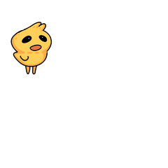Cute yellow chicken doodle art.