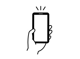 スマートフォンを持つ手のシンプルアイコン