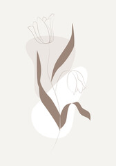 Trendy posters with plants. Abstract illustration. Modern Art. Minimalism. Vector illustration.