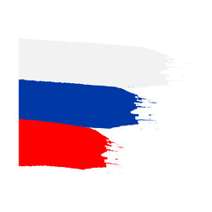 Premium russia national flag, brush flag, watercolor flag, grunge paint vector image
