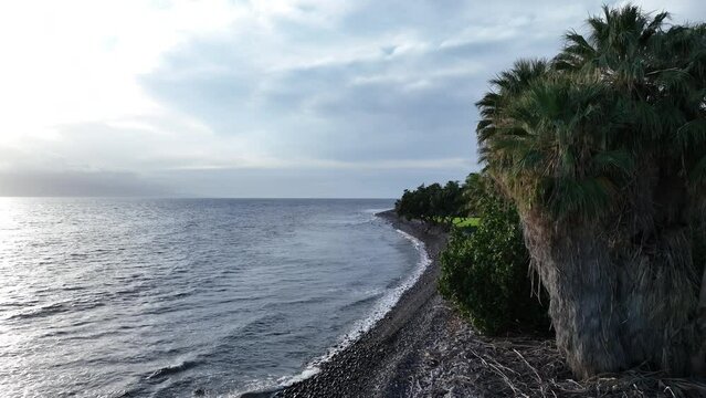 Black Sand Beach Shoreline In Olowalu, West Maui.