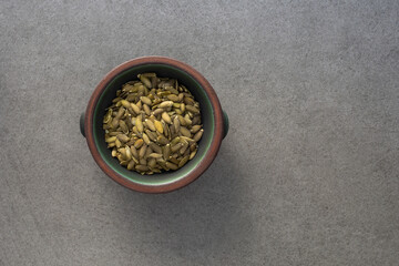 Pepitas in the green plate