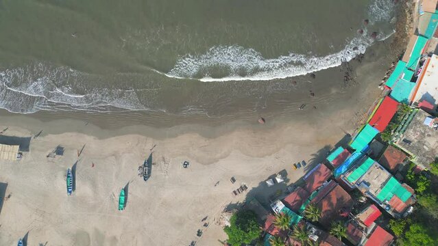 chapora beach top wide to closeup view in goa india