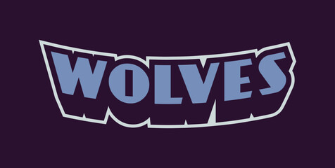Bold sports font for wolf mascot logo. Text style lettering for esport, wolf mascot logo, sport team, college club. Vector illustration isolated on background