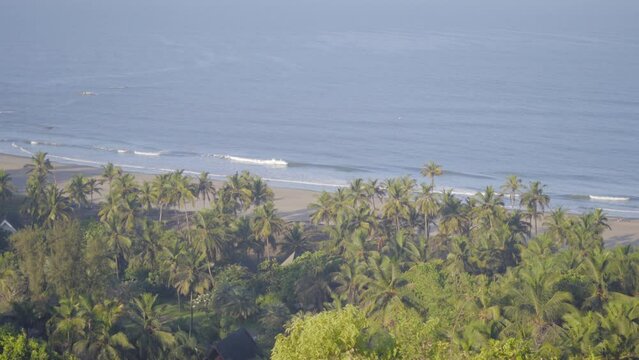 chapora beach static top shotcma moving left to right  in goa india