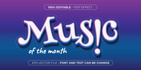 blue music of the month 3d editable text effect