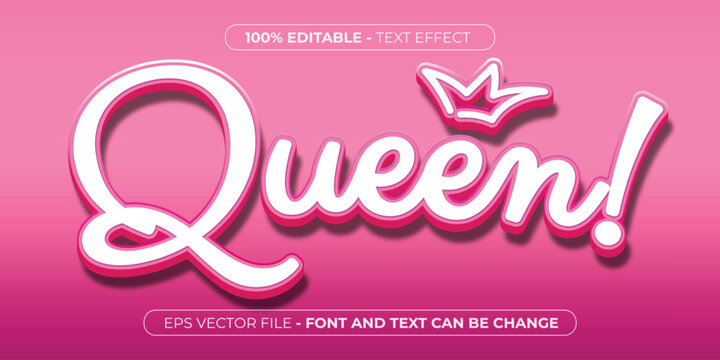 pink queen with crown 3d editable text effect