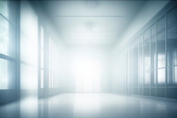 Light blurred background. The hall of an office or medical institution with panoramic