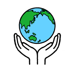 地球を包む手