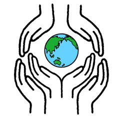 地球を包む複数の手