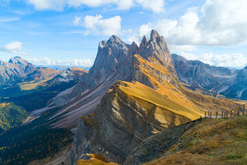 Dolomites mountains Seceda beautiful landscape, South Tyrol, Italy, Europe