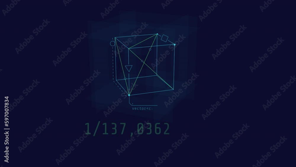 Poster looped animation of a wireframe cube hud element.
