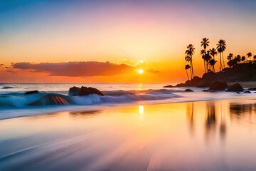 sunrise over the beach, generative ai