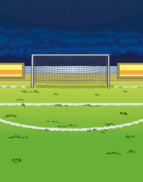 Cartoon Football Soccer Stadium Stock Background