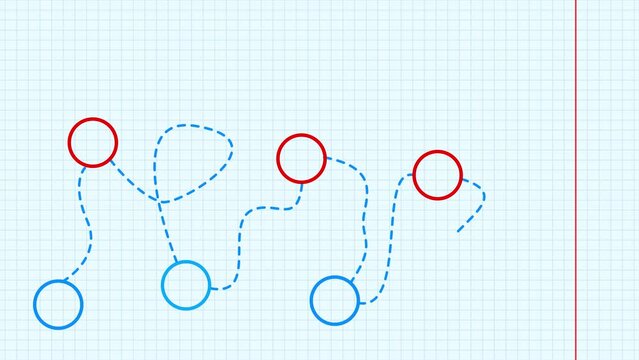 Business Hierarchy structure chart animation. Business chart with cells drawn by hand. Sequential chart.