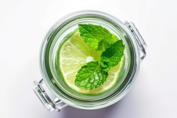 refreshing glass of water with lime and mint garnish. Generative AI