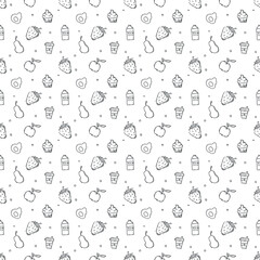 Seamless food background. Drawing food pattern