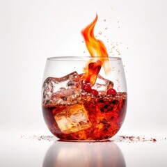 Flaming Dr. Pepper cocktail Isolated on White. Generative AI