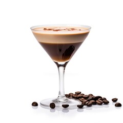 Espresso Martini cocktail Isolated on White. Generative AI