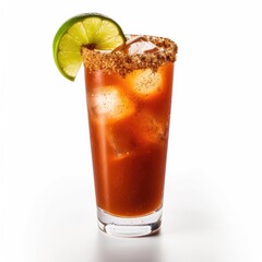 Michelada cocktail Isolated on White. Generative AI