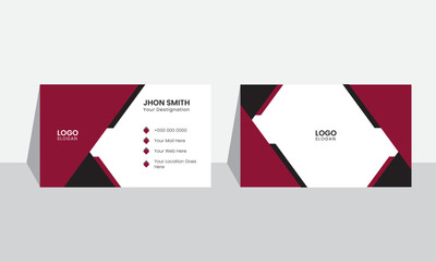 Simple Business Card Design With Dark Pink & Black Color