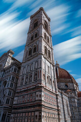 view of the bell tower of the cathedral of santa maria del fiore in florence tuscany