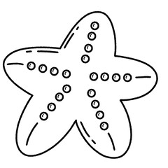 Obraz premium doodle line art cute starfish on the beach, summer vacation travel go to the sea.