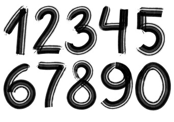 simple design elements numbers from zero to nine black color for print and media geometric style wide brush stroke