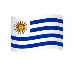 Uruguay flag - simple wavy vector icon with shading.