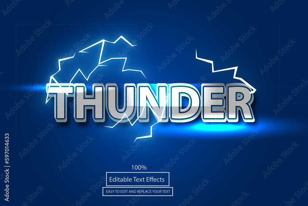 Poster thunder text effect design template with electrical
