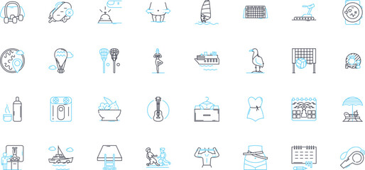 Content show linear icons set. Entertainment, Series, Drama, Comedy, Thriller, Suspense, Mystery line vector and concept signs. Reality,Talk-show,Documentary outline illustrations Generative AI