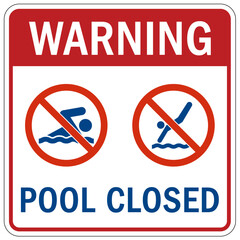 Pool closed sign and labels