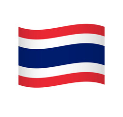 Thailand flag - simple wavy vector icon with shading.