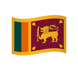 Sri Lanka flag - simple wavy vector icon with shading.