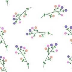 Seamless flower pattern, colorful, purple, pink, peach