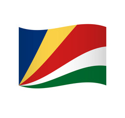 Seychelles flag - simple wavy vector icon with shading.