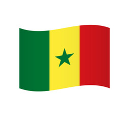 Senegal flag - simple wavy vector icon with shading.