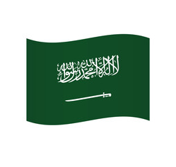 Saudi Arabia flag - simple wavy vector icon with shading.