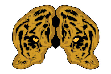 vector illustration of stylized tiger face on white background