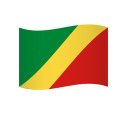 Republic of the Congo flag - simple wavy vector icon with shading.