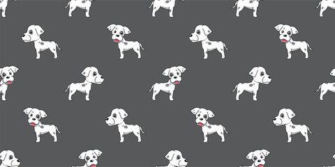 Vector cartoon great dane dog seamless pattern background for design.