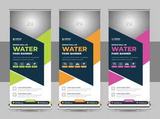 Roll up banner design template, Business banner layout, stand out, flyer, abstract background, pull up design, modern x-banner, presentation, advertisement banner