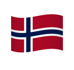 Norway flag - simple wavy vector icon with shading.