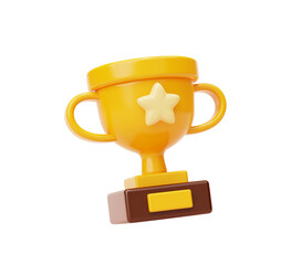 Trophy cup winner success champion icon sign or symbol 3d illustration