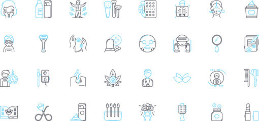 Graphic writing linear icons set. Typeface, Composition, Design, Illustration, Typography, Lettering, Sketching line vector and concept signs. Marks,Texture,Layout outline illustrations Generative AI