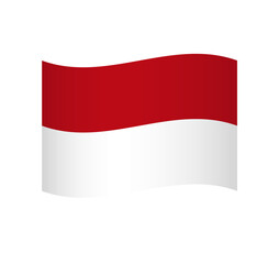 Monaco flag - simple wavy vector icon with shading.