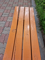 Fototapeta premium close up Brown wooden bench.