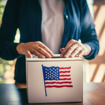 Patriotic American Citizen Casting Election Vote, Created with Generative AI and Other Techniques